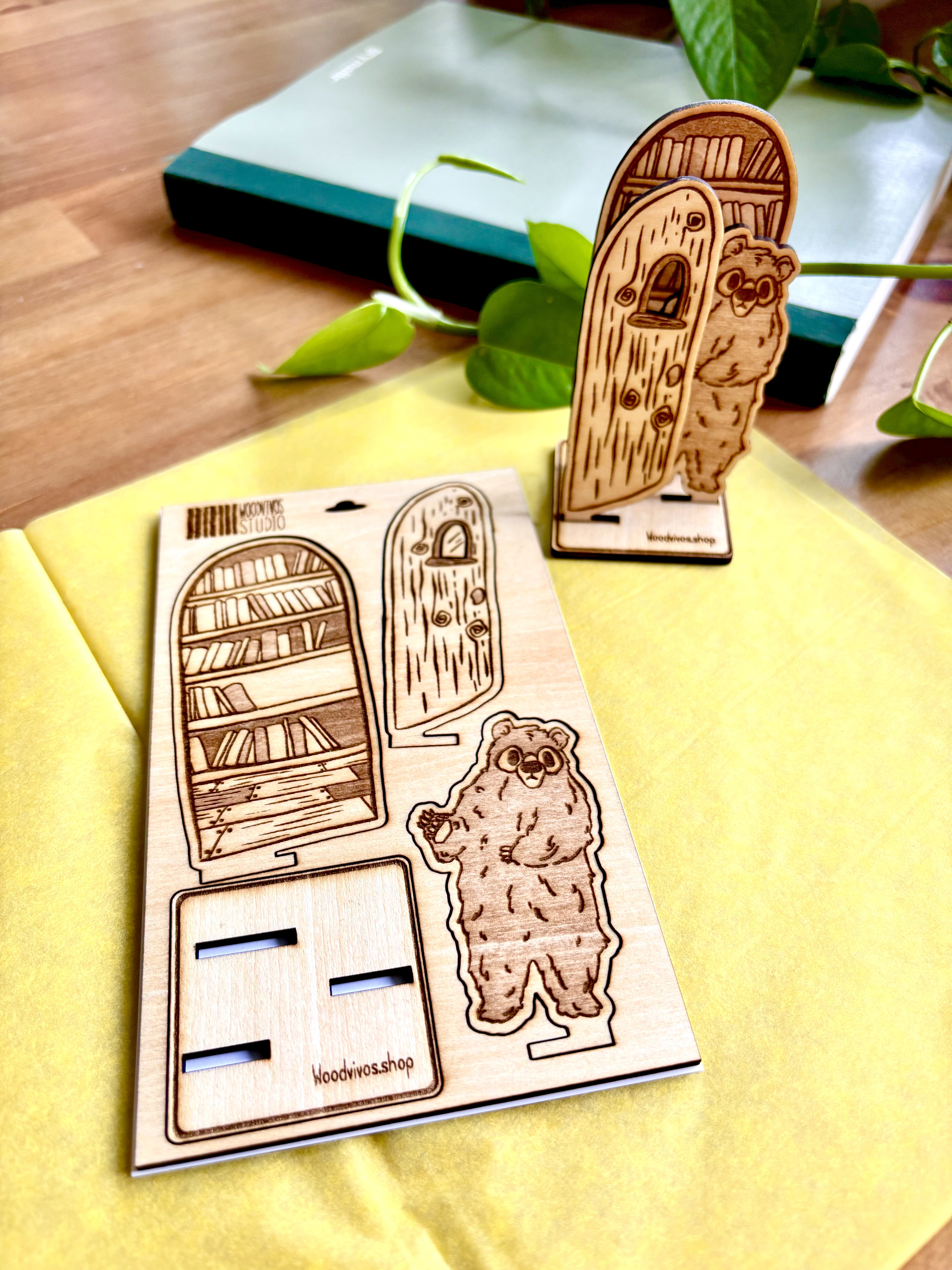 Bookish Bear at His Doorway