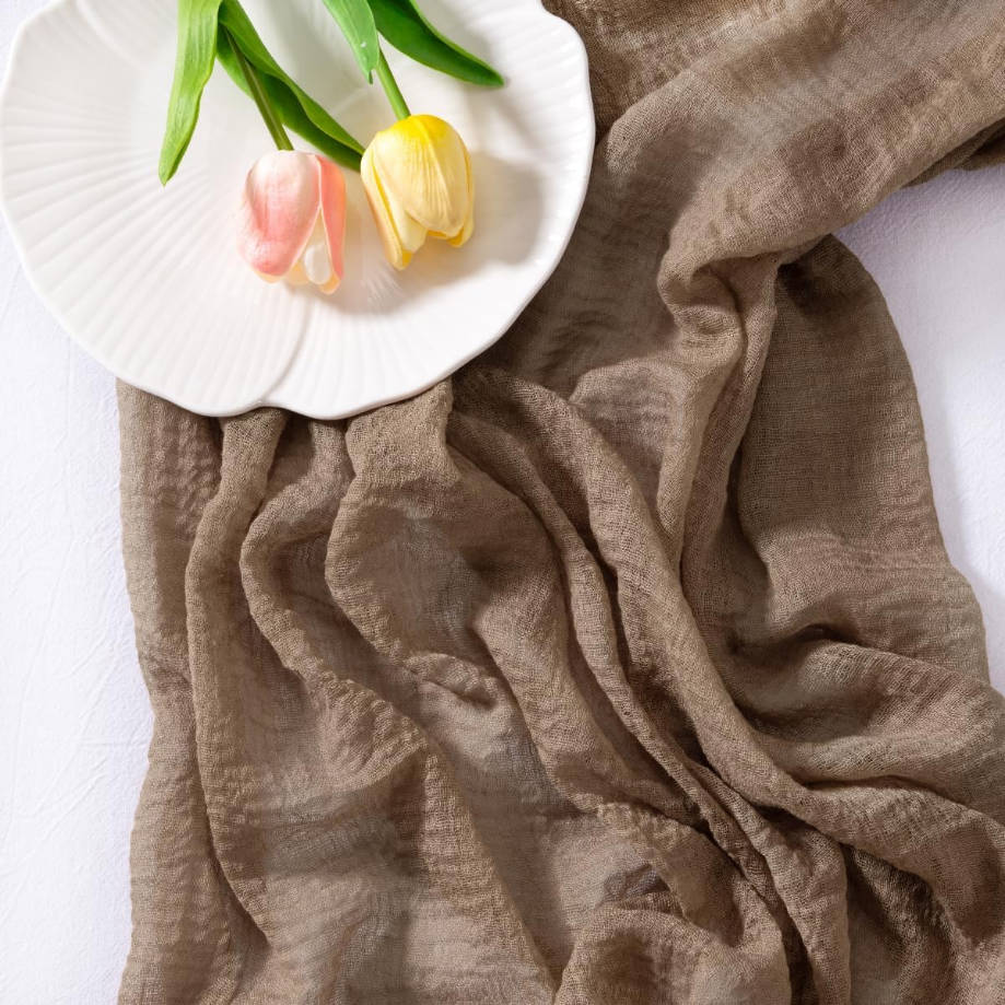 Cheesecloth Table Runner Coffee Summer Gauze 120 Inch Rustic Boho Cheese Cloth Runner for Wedding Party Baby Bridal Shower Centerpiece Decoration Holiday Home Decorations