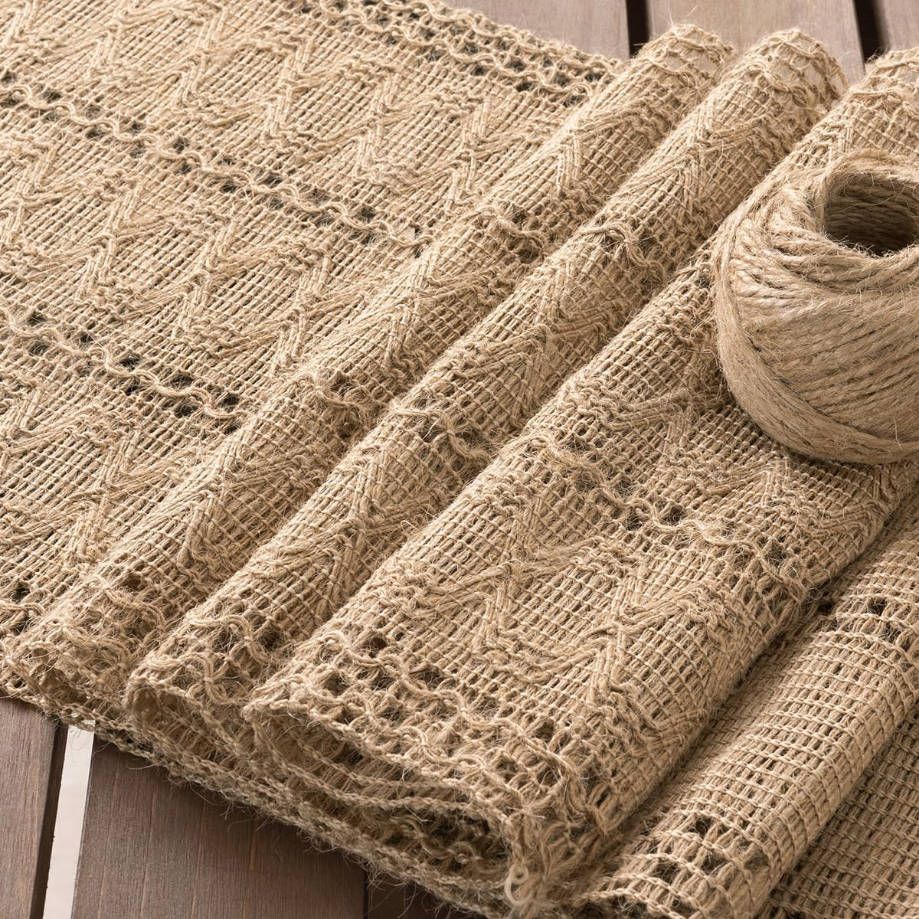 Boho Table Runner Summer Farmhouse Burlap Jute Bamboo Rustic Dining Kitchen Centerpiece Decor Small Macrame Woven Coffee Table Runner for Dresser Scarf Home Decor 12x60 inch