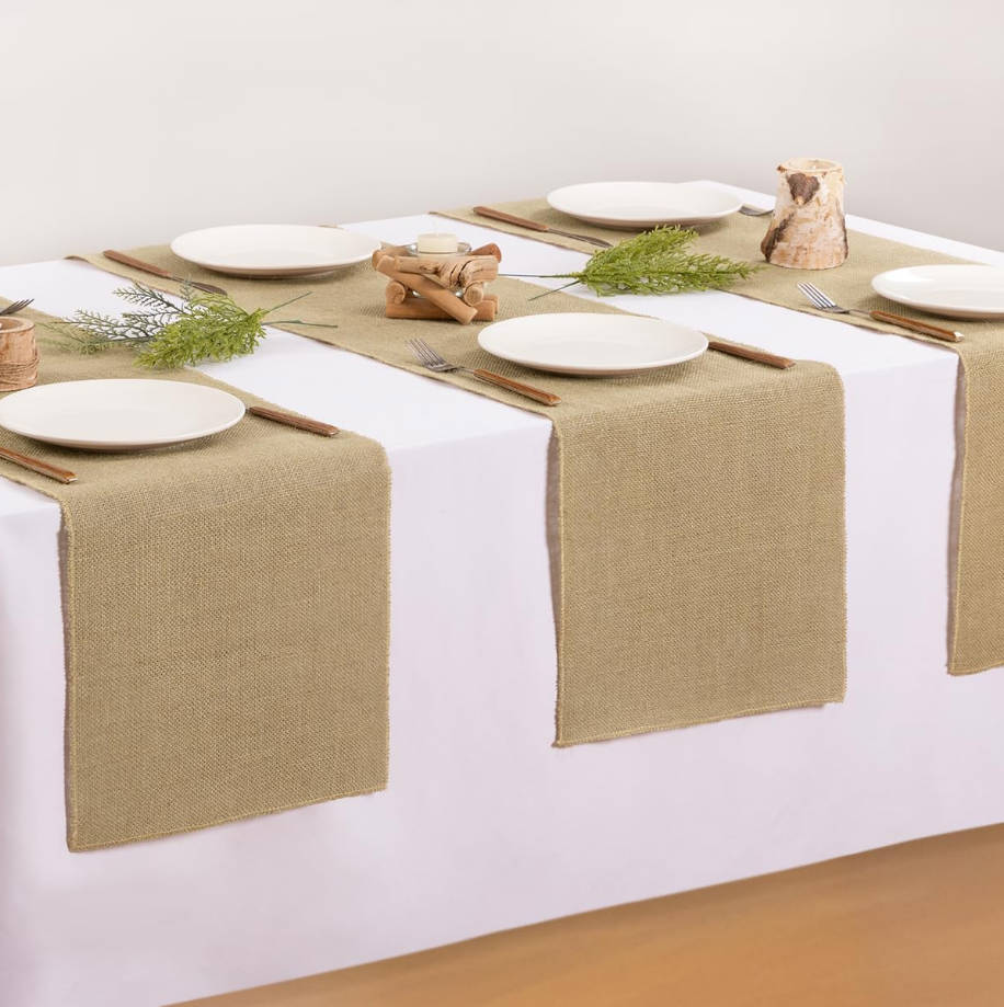 1 Pack 12 inch x 10 Yards Burlap Table Runner Rustic Jute Table Runner Burlap Fabric for Farmhouse Kitchen Coffee Table Wedding Baby Shower