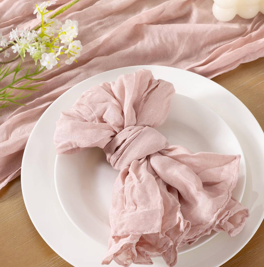 Pink Cheesecloth Napkins Mothers Day Summer Cheese Cloths Gauze Set of 10 Boho Washable Dinner Table Napkins for Wedding Party Baby Shower Birthday Party Decor