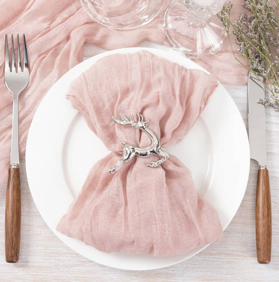 Pink Cheesecloth Napkins Mothers Day Summer Cheese Cloths Gauze Set of 10 Boho Washable Dinner Table Napkins for Wedding Party Baby Shower Birthday Party Decor
