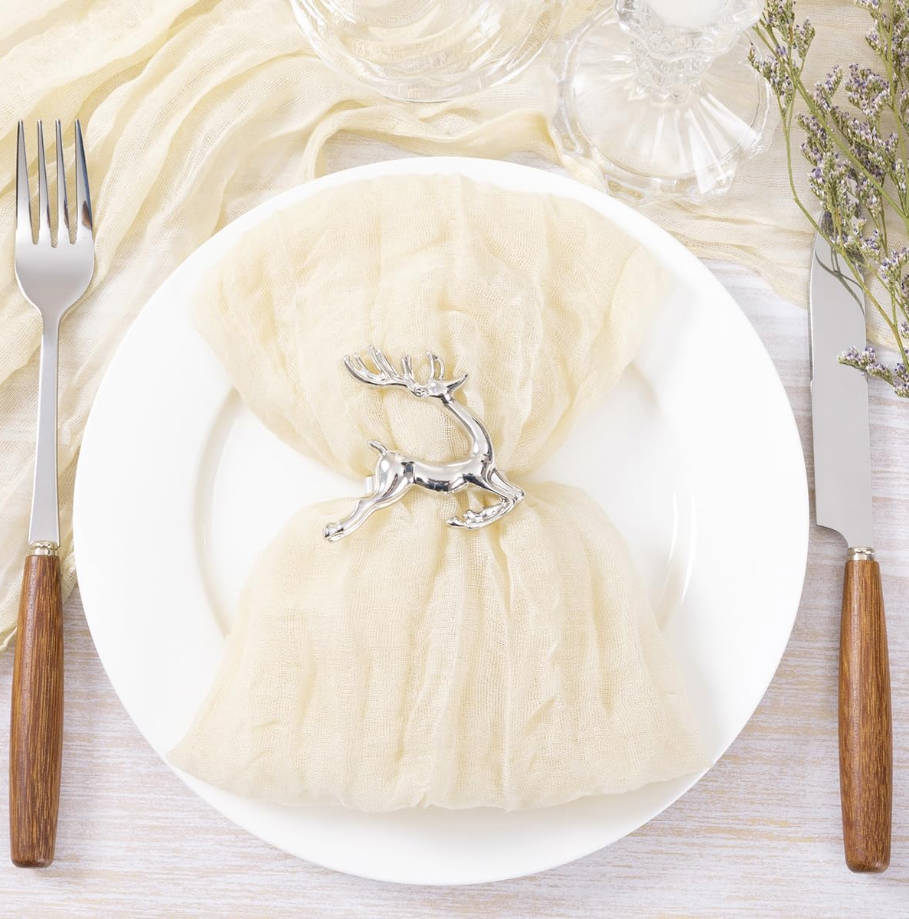 Beige Cheesecloth Napkins Summer Cheese Cloths Gauze Set of 10 Boho Washable Dinner Table Napkins for Wedding Party Baby Shower Birthday Party Decor