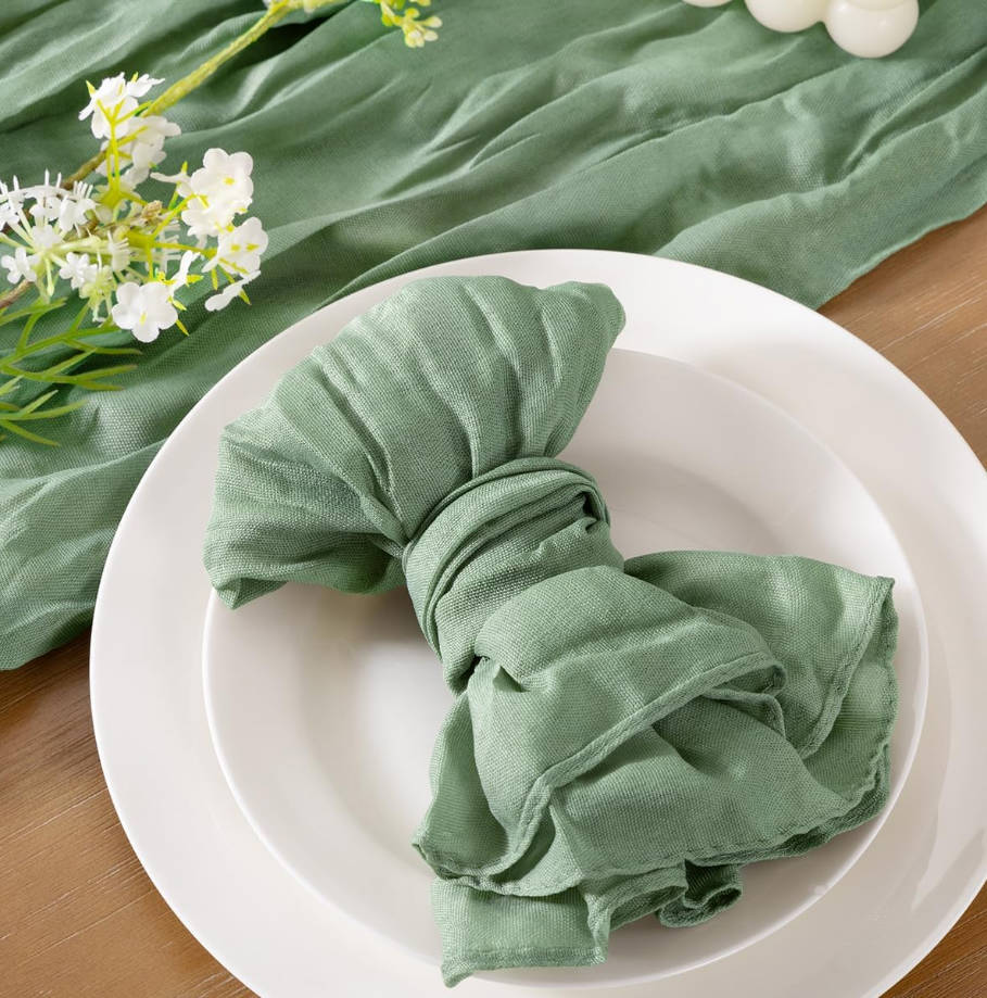 Green Cheesecloth Napkins Sage Summer Cheese Cloths Gauze Set of 10 Boho Washable Dinner Table Napkins for Wedding Party Baby Shower Birthday Party Decor
