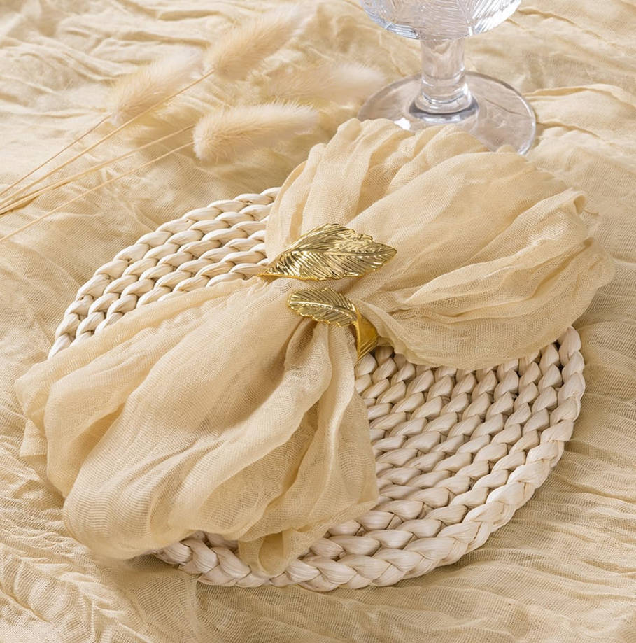 Champagne Sand Cheesecloth Napkins Summer Cheese Cloths Gauze Set of 10 Boho Washable Dinner Table Napkins for Wedding Party Baby Shower Birthday Party Decor