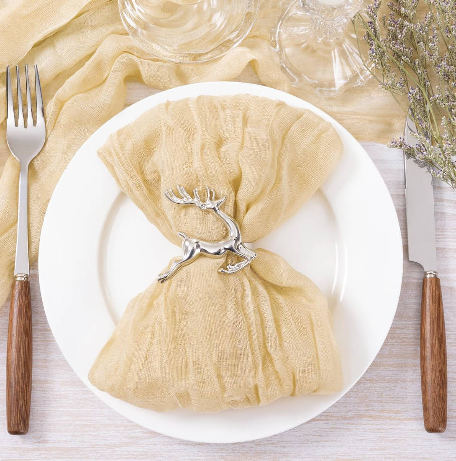 Champagne Sand Cheesecloth Napkins Summer Cheese Cloths Gauze Set of 10 Boho Washable Dinner Table Napkins for Wedding Party Baby Shower Birthday Party Decor