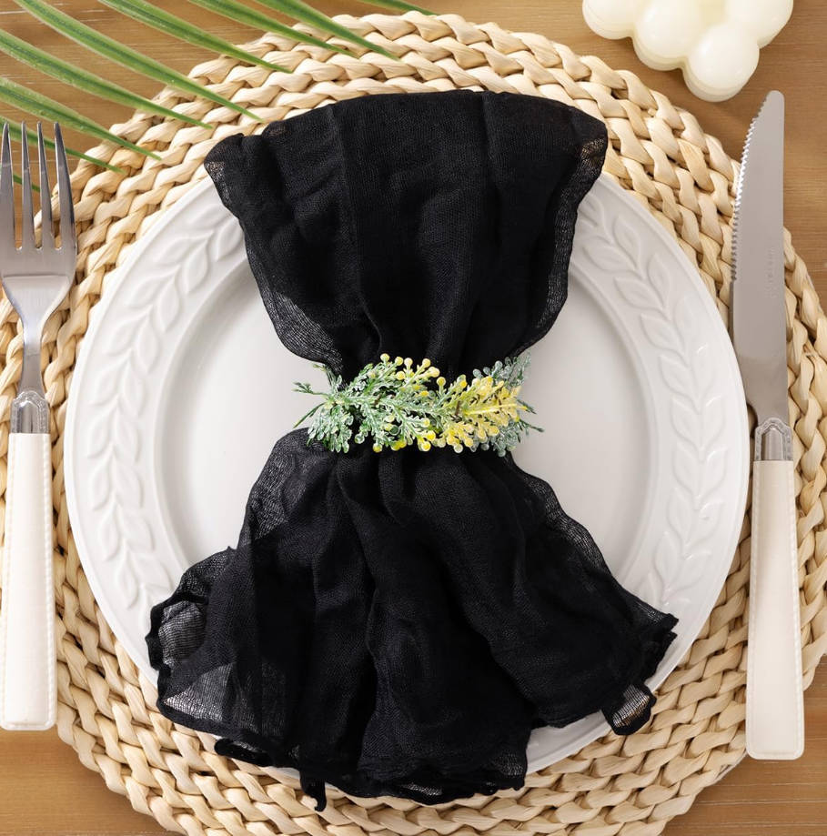Black Cheesecloth Napkins Summer Cheese Cloths Gauze Set of 10 Boho Washable Dinner Table Napkins for Wedding Party Baby Shower Birthday Party Decor