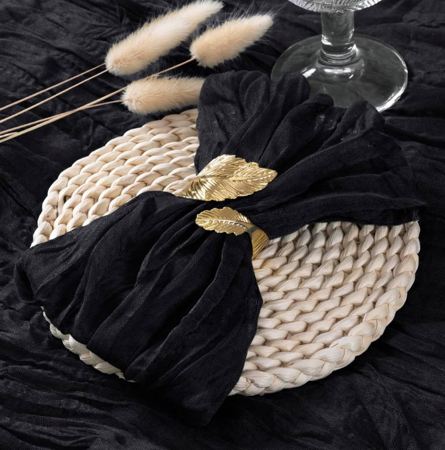 Black Cheesecloth Napkins Summer Cheese Cloths Gauze Set of 10 Boho Washable Dinner Table Napkins for Wedding Party Baby Shower Birthday Party Decor
