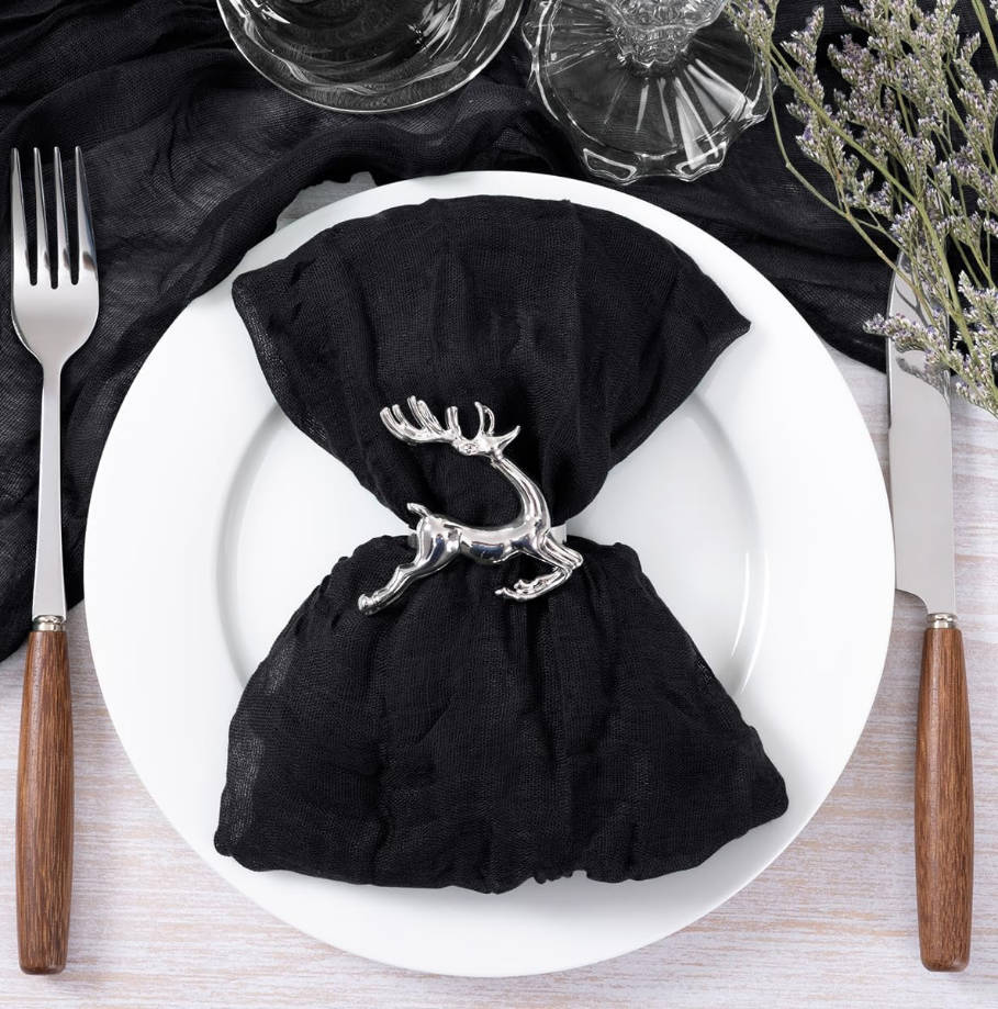 Black Cheesecloth Napkins Summer Cheese Cloths Gauze Set of 10 Boho Washable Dinner Table Napkins for Wedding Party Baby Shower Birthday Party Decor