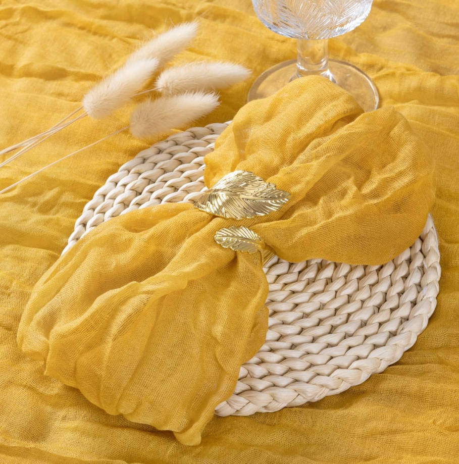 Gold Yellow Cheesecloth Napkins Summer Cheese Cloths Gauze Set of 10 Boho Washable Dinner Table Napkins for Wedding Party Baby Shower Birthday Party Decor