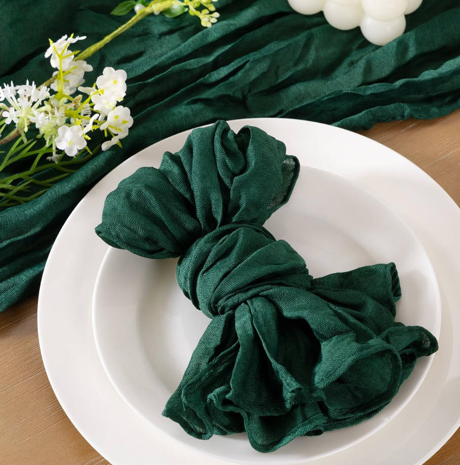 Emerald Green Cheesecloth Napkins Summer Cheese Cloths Gauze Set of 10 Boho Washable Dinner Table Napkins for Wedding Party Baby Shower Birthday Party Decor