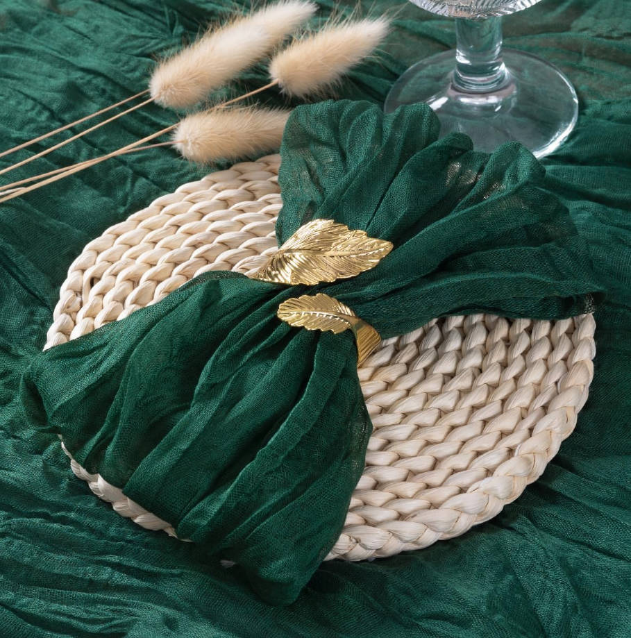Emerald Green Cheesecloth Napkins Summer Cheese Cloths Gauze Set of 10 Boho Washable Dinner Table Napkins for Wedding Party Baby Shower Birthday Party Decor