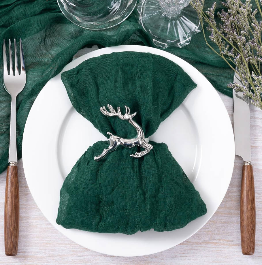 Emerald Green Cheesecloth Napkins Summer Cheese Cloths Gauze Set of 10 Boho Washable Dinner Table Napkins for Wedding Party Baby Shower Birthday Party Decor