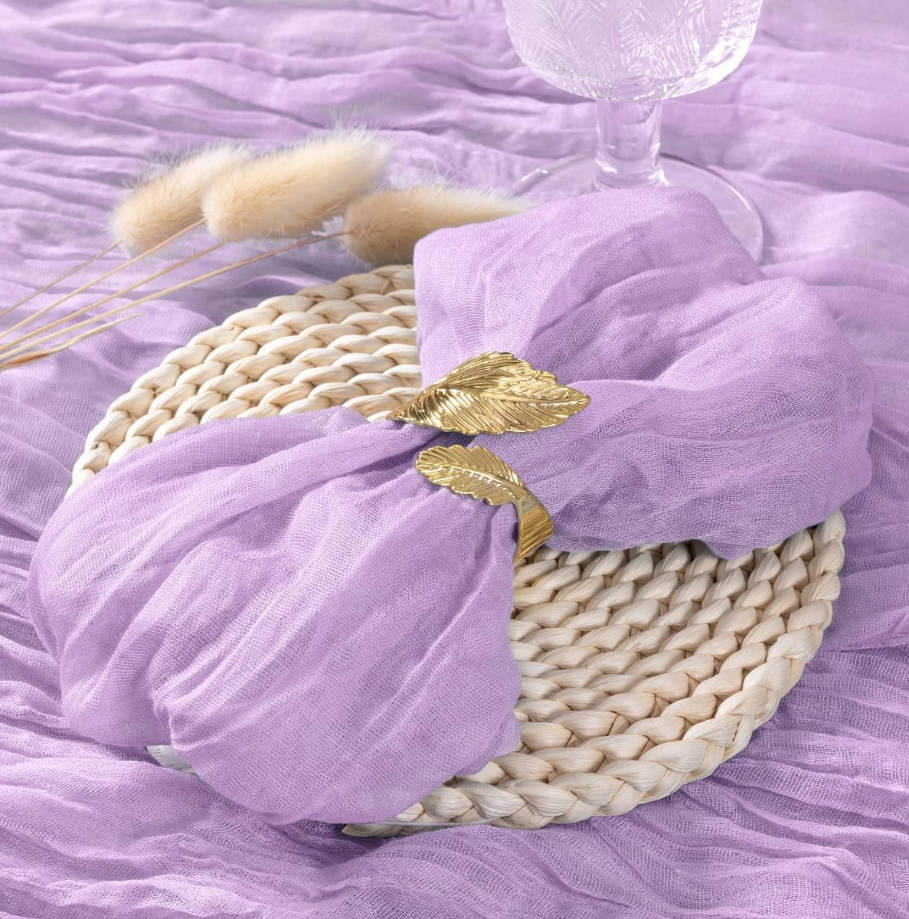 Lilac Purple Lavender Cheesecloth Napkins Summer Cheese Cloths Gauze Set of 10 Boho Washable Dinner Table Napkins for Wedding Party Baby Shower Birthday Party Decor
