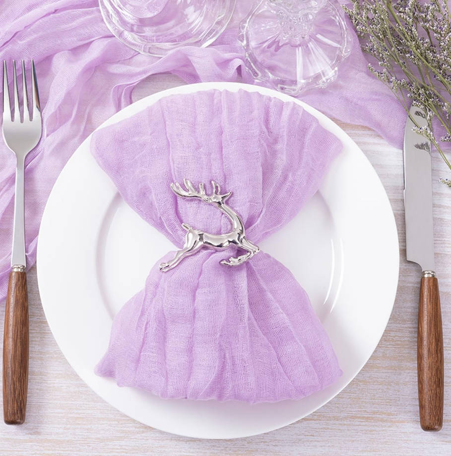 Lilac Purple Lavender Cheesecloth Napkins Summer Cheese Cloths Gauze Set of 10 Boho Washable Dinner Table Napkins for Wedding Party Baby Shower Birthday Party Decor