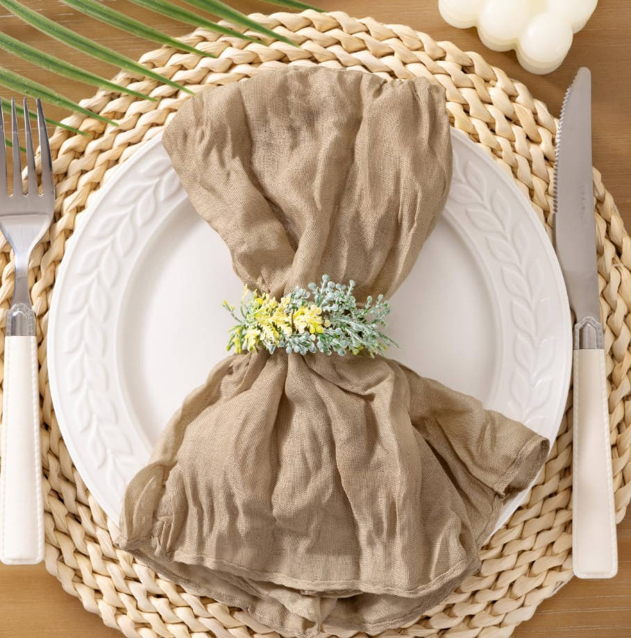 Nude Coffee Cheesecloth Napkins Summer Cheese Cloths Gauze Set of 10 Boho Washable Dinner Table Napkins for Wedding Party Baby Shower Birthday Party Decor