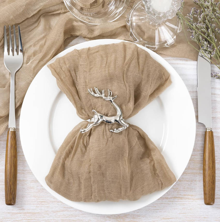 Nude Coffee Cheesecloth Napkins Summer Cheese Cloths Gauze Set of 10 Boho Washable Dinner Table Napkins for Wedding Party Baby Shower Birthday Party Decor