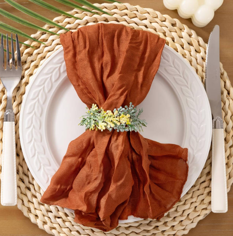 Terracotta Cheesecloth Napkins Summer Fall Cheese Cloths Gauze Set of 10 Boho Washable Dinner Table Napkins for Wedding Party Baby Shower Birthday Party Decor