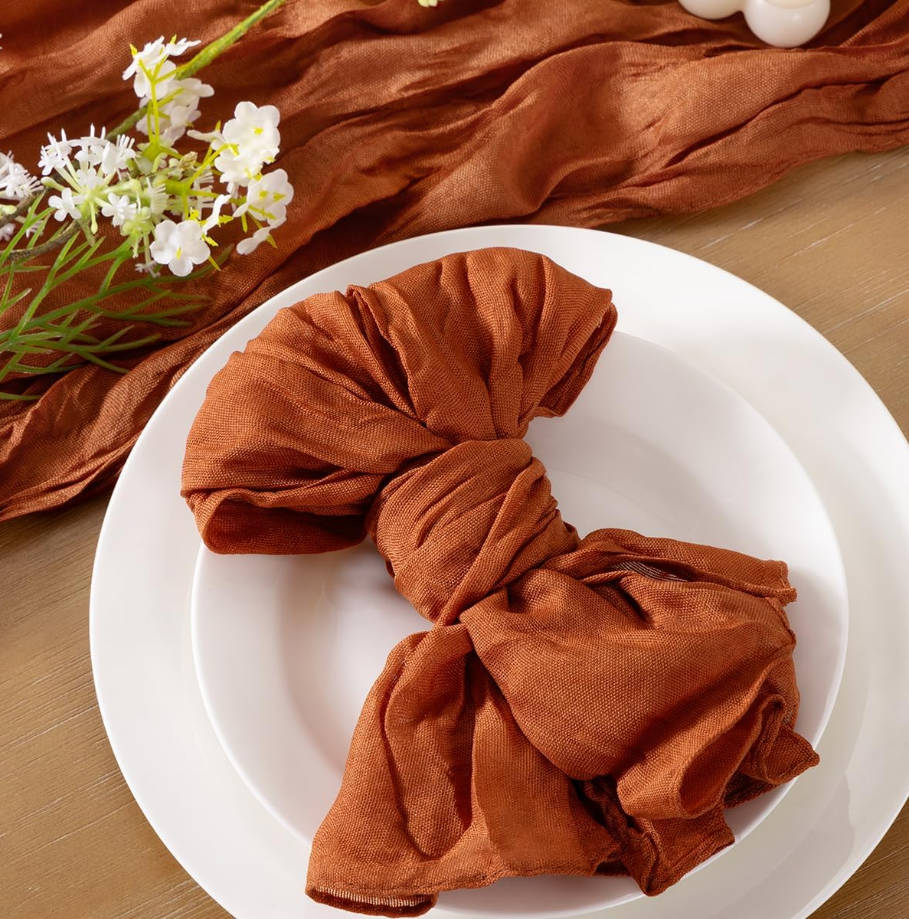 Terracotta Cheesecloth Napkins Summer Fall Cheese Cloths Gauze Set of 10 Boho Washable Dinner Table Napkins for Wedding Party Baby Shower Birthday Party Decor