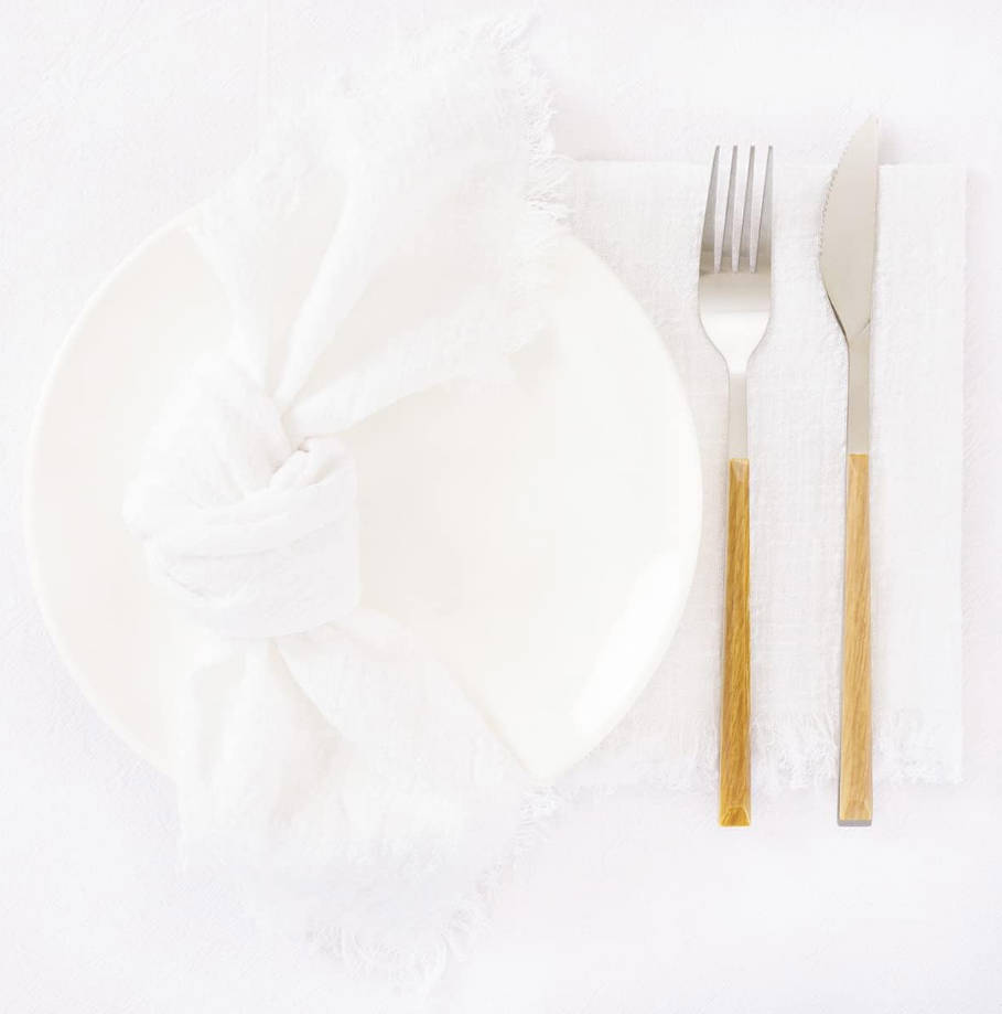 Set of 8 Linen Napkins Cream White Easter Spring Cloth Napkins Washable Cotton Dinner Napkins Fringe 17"x17" for Wedding Party Bridal Baby Shower Birthday Table Decorations