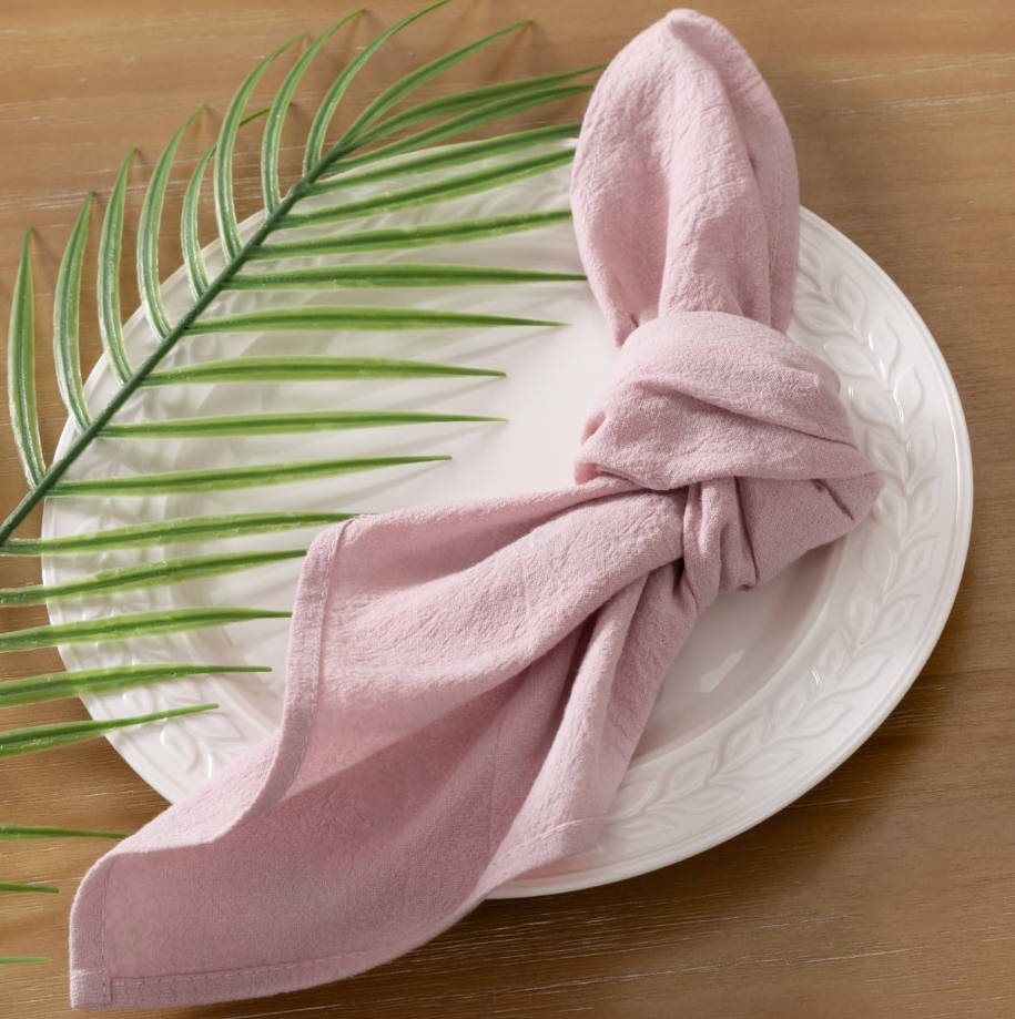 Cloth Napkins Pink Summer Washable Reusable Bulk Linen Cotton Napkins Set of 4 17"x17" for Wedding Party Bridal Baby Shower Birthday Dining Table Decorations