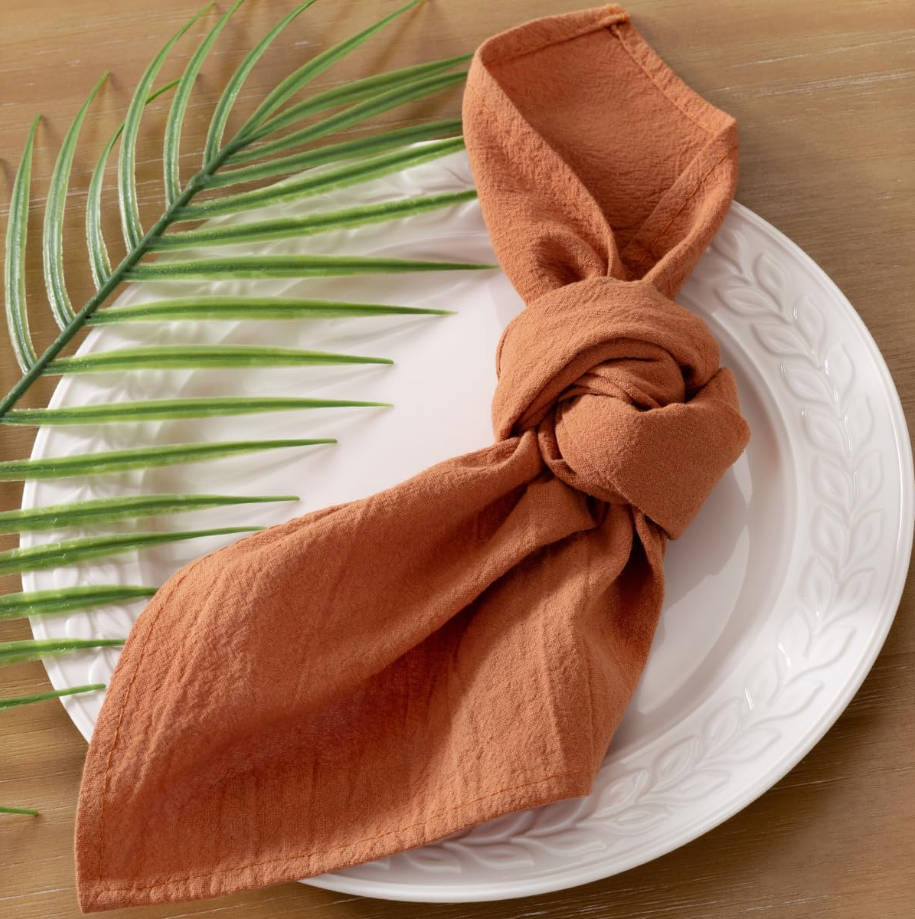Cloth Napkins Terracotta Fall Summer Washable Reusable Bulk Linen Cotton Napkins Set of 4 17"x17" for Wedding Party Bridal Baby Shower Birthday Dining Table Decorations