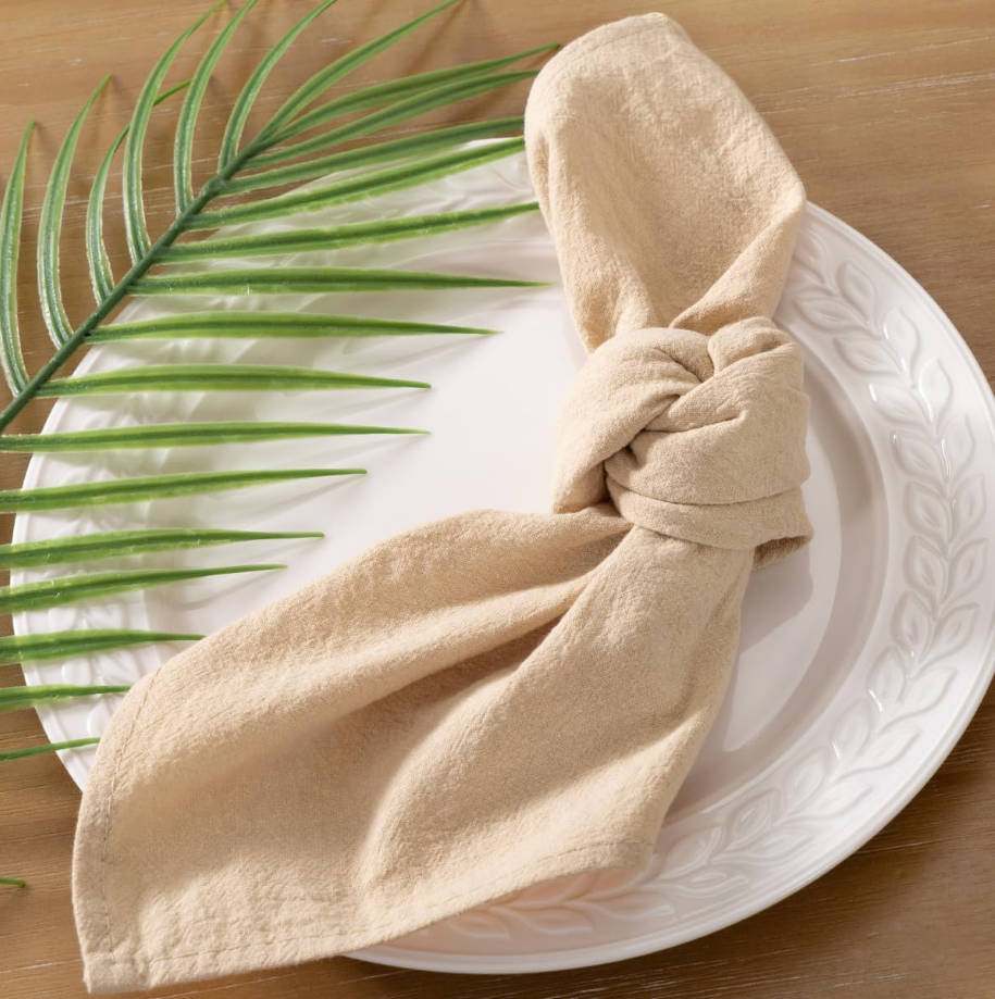 Cloth Napkins Champagne Summer Washable Reusable Bulk Linen Cotton Napkins Set of 4 17"x17" for Wedding Party Bridal Baby Shower Birthday Dining Table Decorations