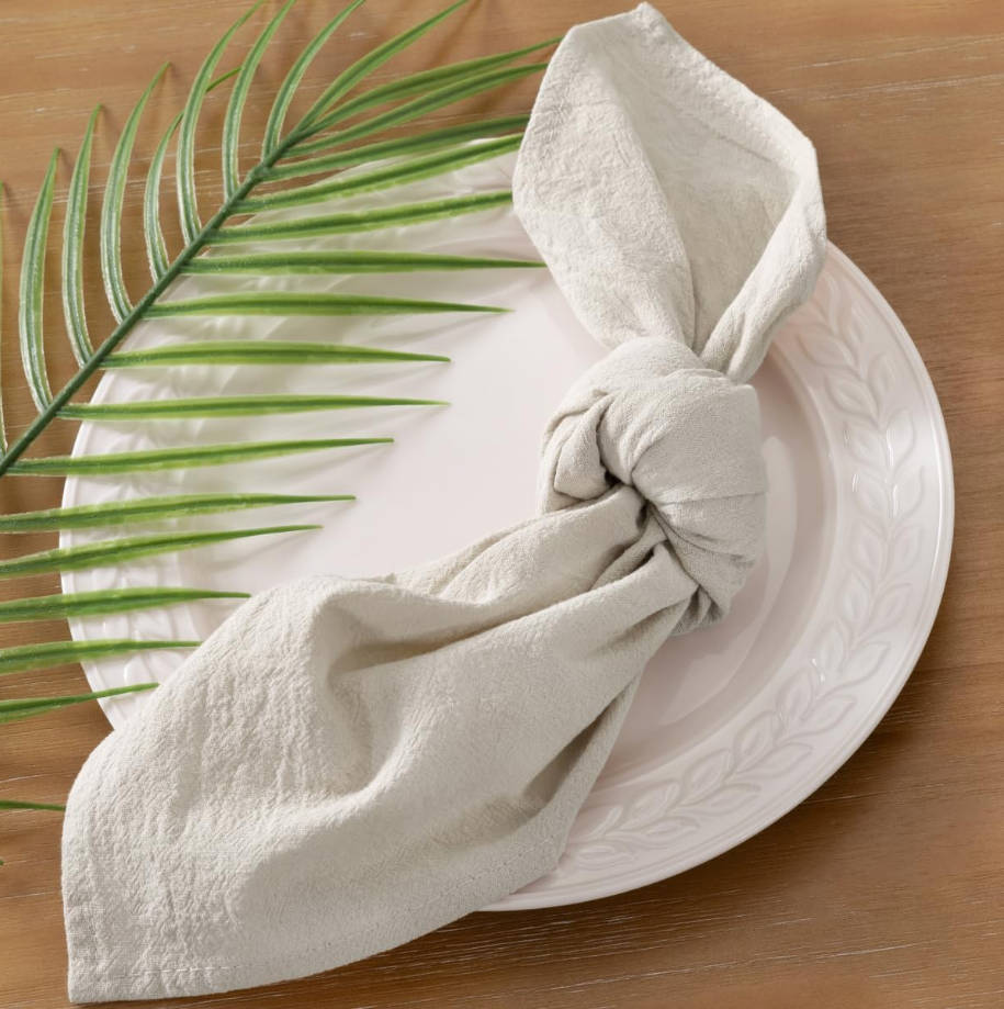 Cloth Napkins Beige Summer Washable Reusable Bulk Linen Cotton Napkins Set of 4 17"x17" for Wedding Party Bridal Baby Shower Birthday Dining Table Decorations