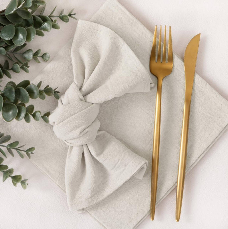 Cloth Napkins Beige Summer Washable Reusable Bulk Linen Cotton Napkins Set of 4 17"x17" for Wedding Party Bridal Baby Shower Birthday Dining Table Decorations