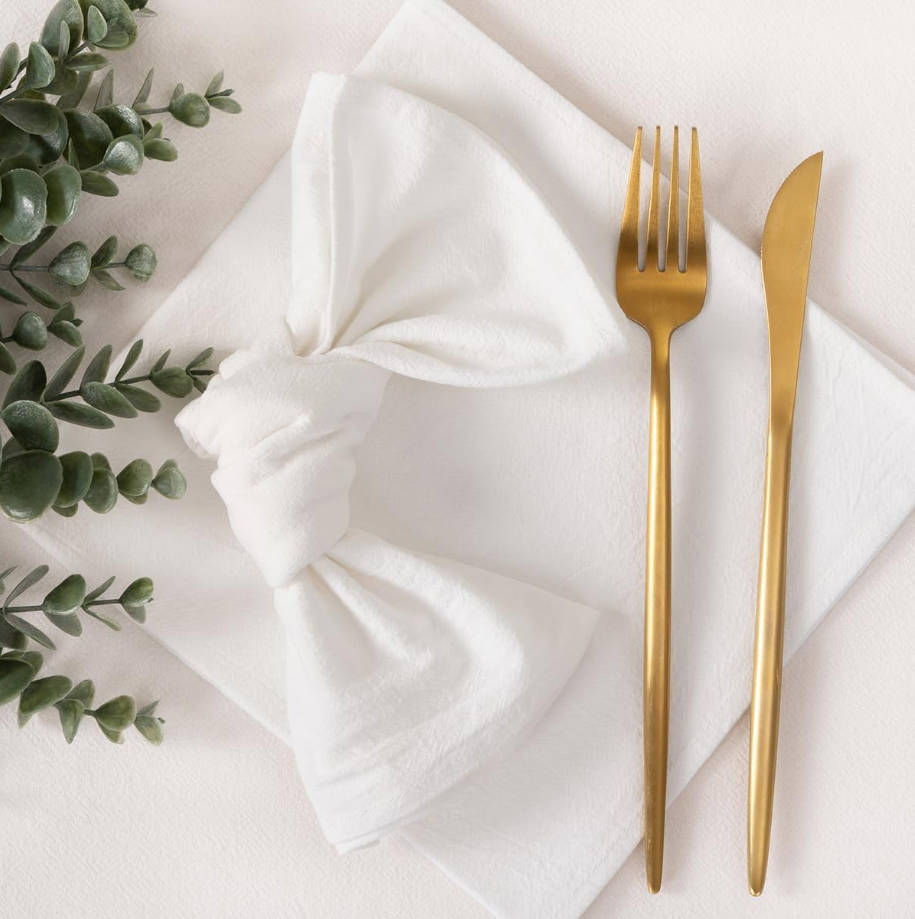 Cloth Napkins White Ivory Summer Washable Reusable Bulk Linen Cotton Napkins Set of 4 17"x17" for Wedding Party Bridal Baby Shower Birthday Dining Table Decorations