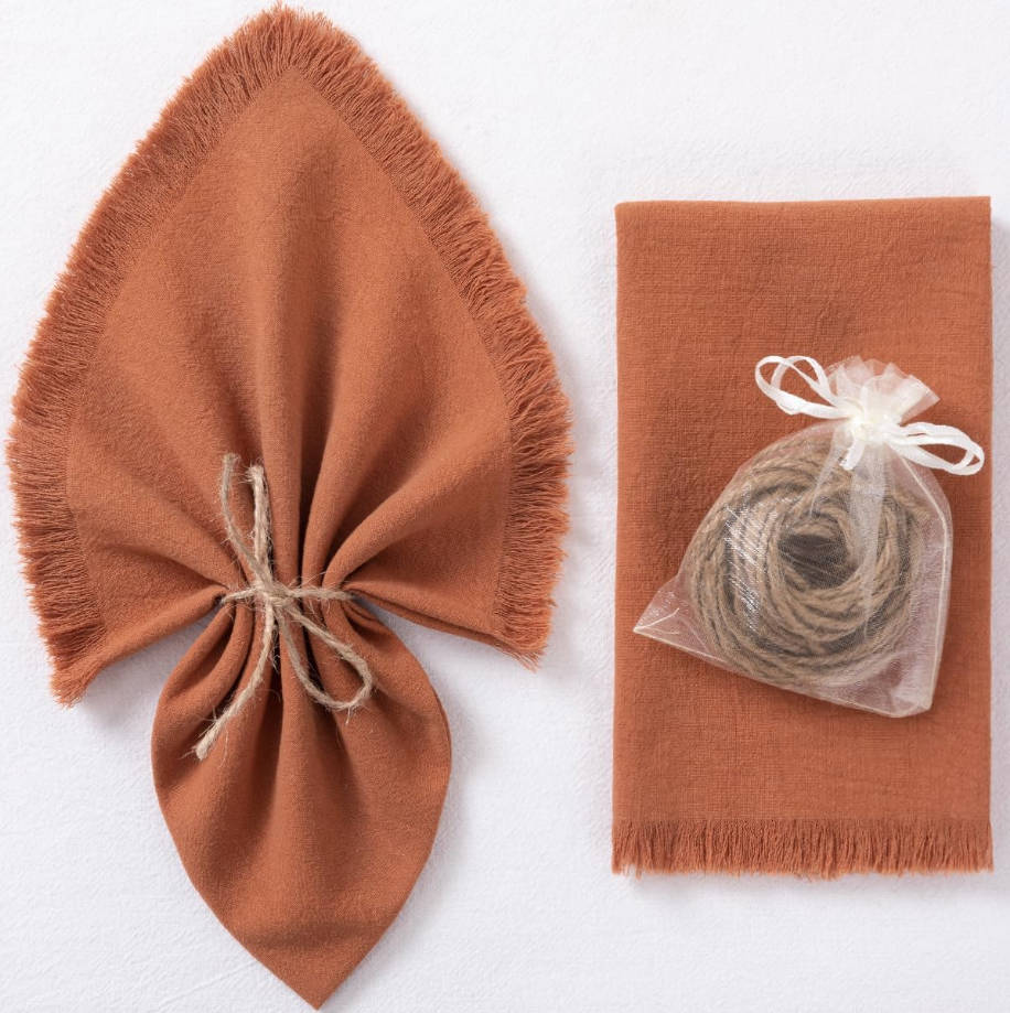 Linen Napkins Terracotta Easter Spring Cloth Napkins Bulk Washable Cotton Napkins Set of 6 17"x17" for Wedding Party Bridal Baby Shower Birthday Table Decorations