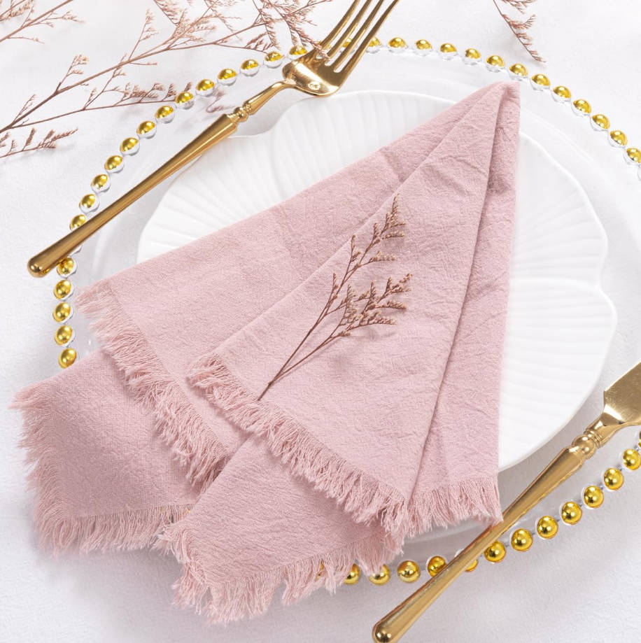 Linen Napkins Pink Valentine's Day Easter Spring Cloth Napkins Bulk Washable Cotton Napkins Set of 6 17"x17" for Wedding Party Bridal Baby Shower Birthday Table Decorations
