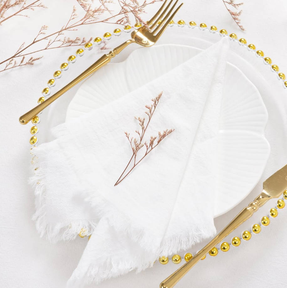 Linen Napkins Ivory White Easter Spring Cloth Napkins Bulk Washable Cotton Napkins Set of 6 17"x17" for Wedding Party Bridal Baby Shower Birthday Table Decorations