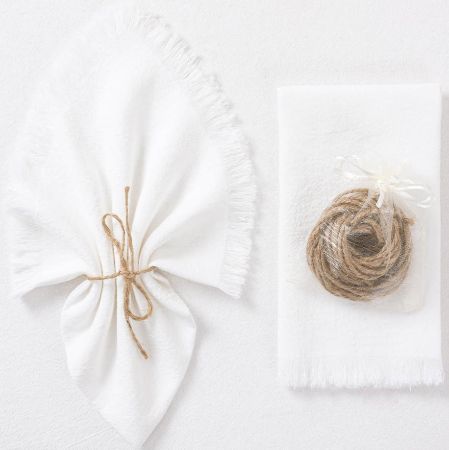 Linen Napkins Ivory White Easter Spring Cloth Napkins Bulk Washable Cotton Napkins Set of 6 17"x17" for Wedding Party Bridal Baby Shower Birthday Table Decorations