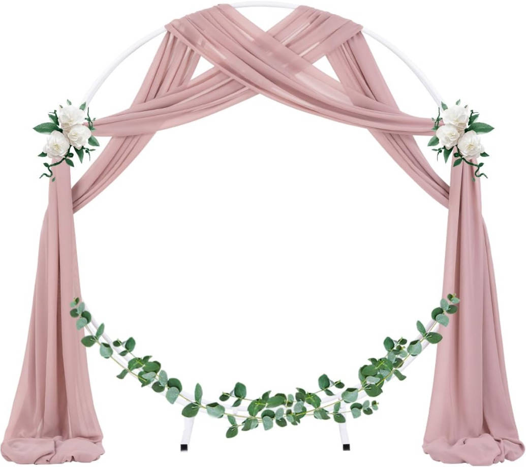 Wedding Arch Draping Fabric 3 Panels 29" x 19Ft Dusty Rose Sheer Chiffon Curtain Drapes 6 Yards for Wedding Ceremony Birthday Party Decoration