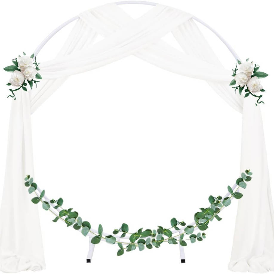 Wedding Arch Draping Fabric 1 Panel 29" x 19Ft Ivory Sheer Chiffon Curtain Drapes 6 Yards for Wedding Ceremony Birthday Party Decoration