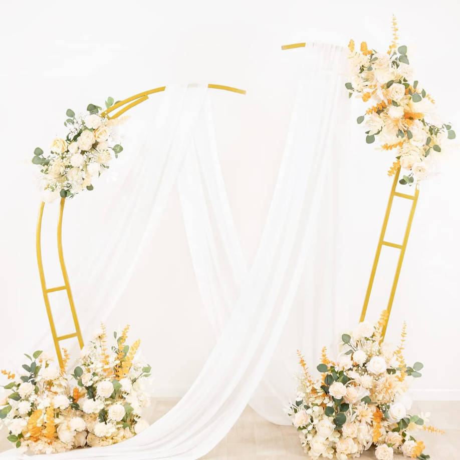 Wedding Arch Draping Fabric 1 Panel 29" x 19Ft Ivory Sheer Chiffon Curtain Drapes 6 Yards for Wedding Ceremony Birthday Party Decoration