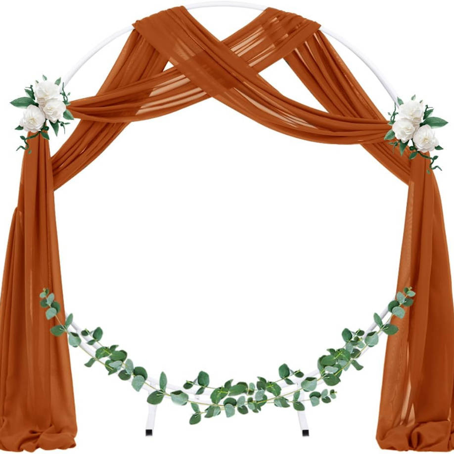 Wedding Arch Draping Fabric 1 Panel 29" x 19Ft Terracotta Sheer Chiffon Curtain Drapes 6 Yards for Wedding Ceremony Birthday Party Decoration