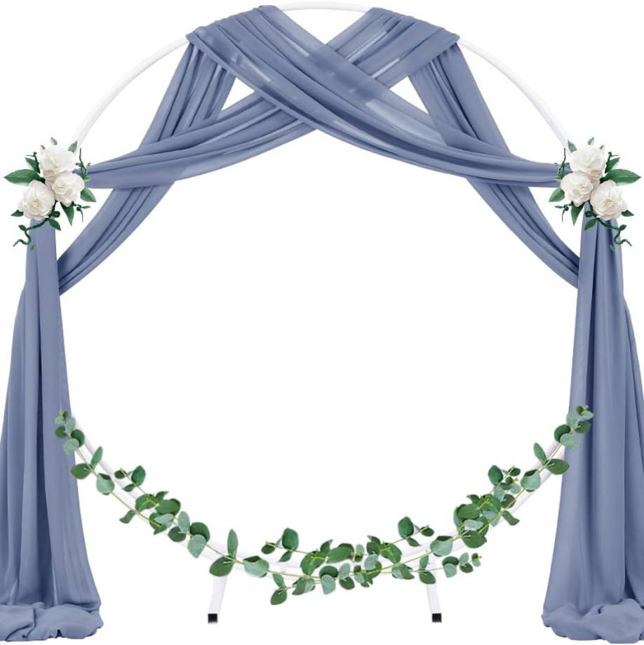 Wedding Arch Draping Fabric 1 Panel 29" x 19Ft Dusty Blue Sheer Chiffon Curtain Drapes 6 Yards for Wedding Ceremony Birthday Party Decoration