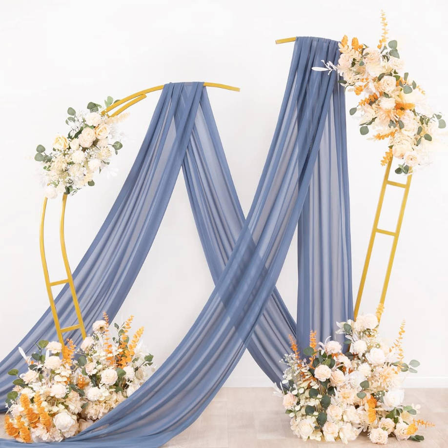 Wedding Arch Draping Fabric 1 Panel 29" x 19Ft Dusty Blue Sheer Chiffon Curtain Drapes 6 Yards for Wedding Ceremony Birthday Party Decoration