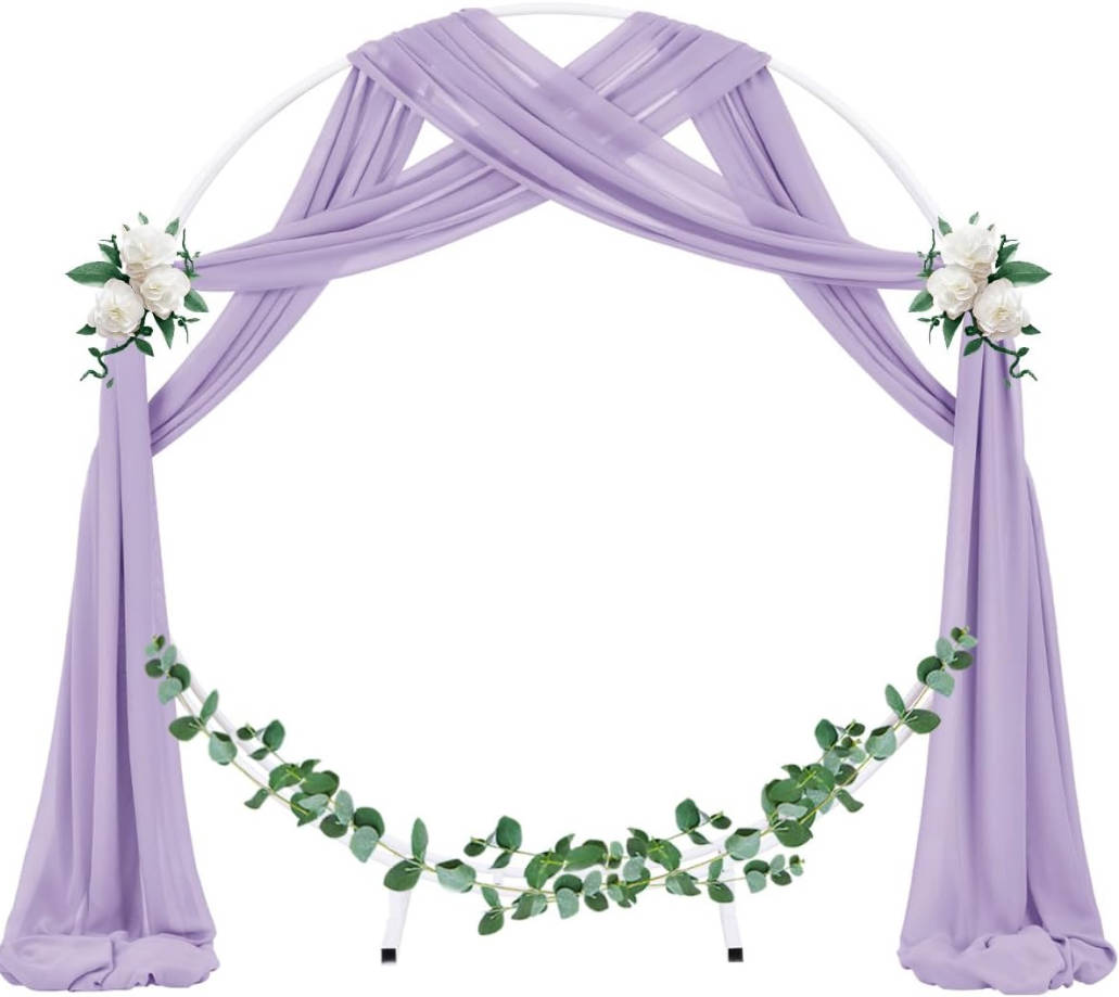 Wedding Arch Draping Fabric 1 Panel 29" x 19Ft Lavender Purple Sheer Chiffon Curtain Drapes 6 Yards for Wedding Ceremony Birthday Party Decoration