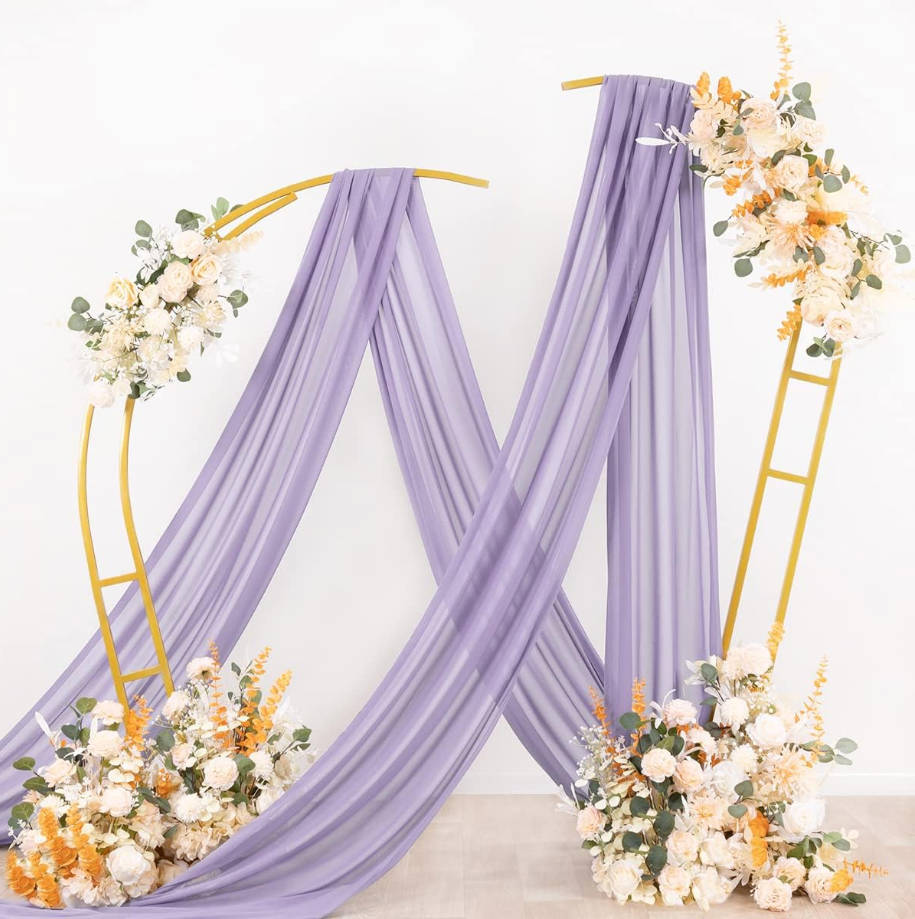 Wedding Arch Draping Fabric 1 Panel 29" x 19Ft Lavender Purple Sheer Chiffon Curtain Drapes 6 Yards for Wedding Ceremony Birthday Party Decoration