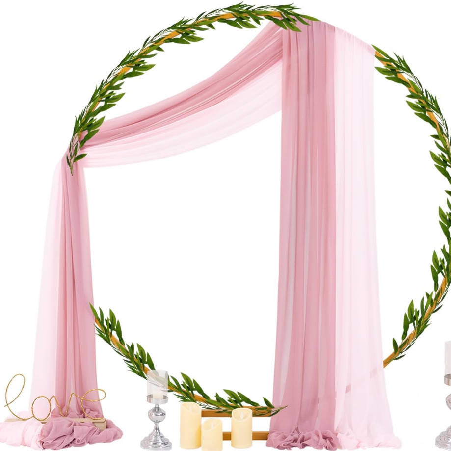 Wedding Arch Draping Fabric 29" x 20Ft 2 Panels Dusty Rose and Blush Pink Sheer Outdoor Curtain Drapes Extra Long for Wedding Ceremony Birthday Party Decoration