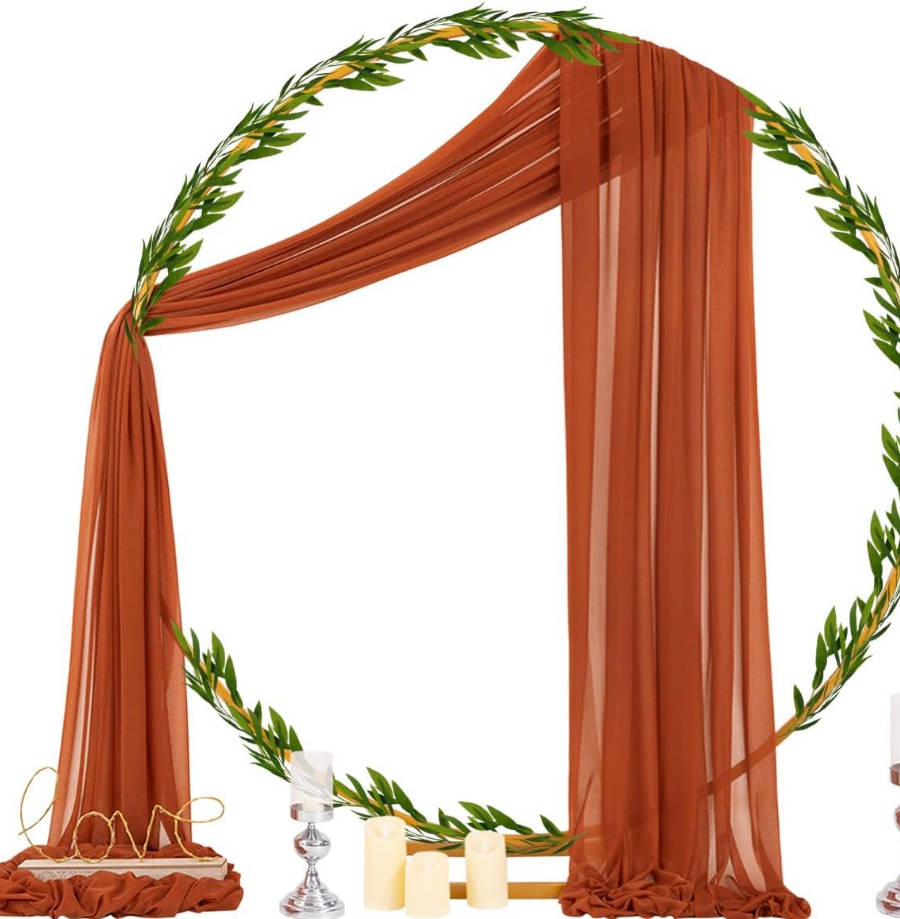 Wedding Arch Draping Fabric 29" x 20Ft 1 Panel Terracotta Sheer Outdoor Curtain Drapes Extra Long for Wedding Ceremony Birthday Party Decoration