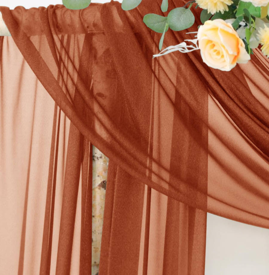 Wedding Arch Draping Fabric 29" x 20Ft 1 Panel Terracotta Sheer Outdoor Curtain Drapes Extra Long for Wedding Ceremony Birthday Party Decoration