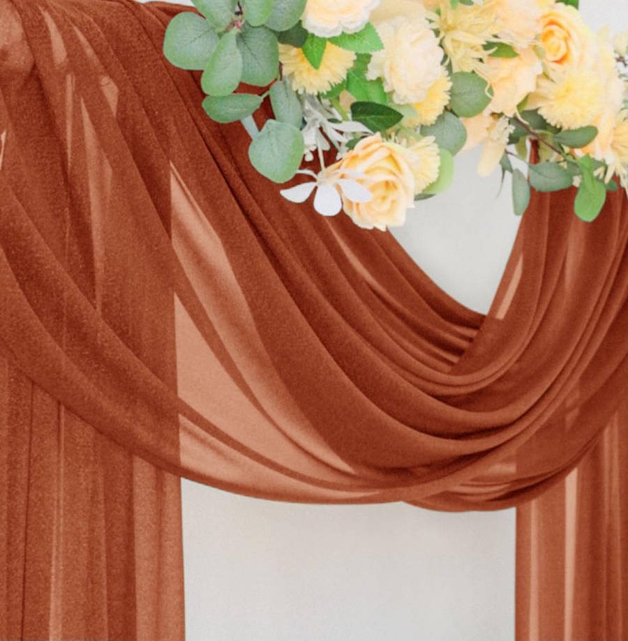 Wedding Arch Draping Fabric 29" x 20Ft 1 Panel Terracotta Sheer Outdoor Curtain Drapes Extra Long for Wedding Ceremony Birthday Party Decoration