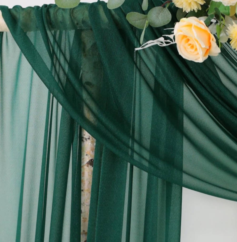 Wedding Arch Draping Fabric 29" x 20Ft 1 Panel Emerald Green Sheer Outdoor Curtain Drapes Extra Long for Wedding Ceremony Birthday Party Decoration