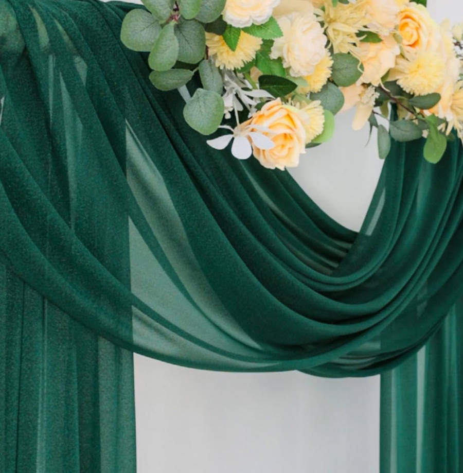 Wedding Arch Draping Fabric 29" x 20Ft 1 Panel Emerald Green Sheer Outdoor Curtain Drapes Extra Long for Wedding Ceremony Birthday Party Decoration