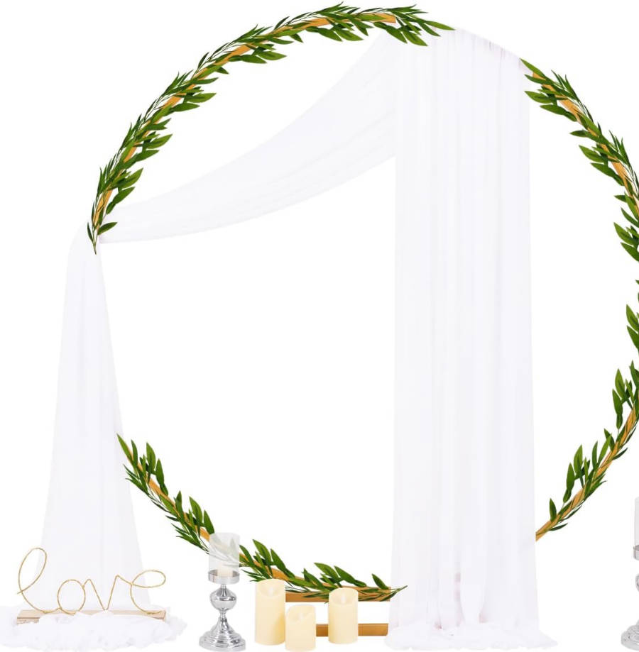 Wedding Arch Draping Fabric 29" x 20Ft 1 Panel White Sheer Outdoor Curtain Drapes Extra Long for Wedding Ceremony Birthday Party Decoration