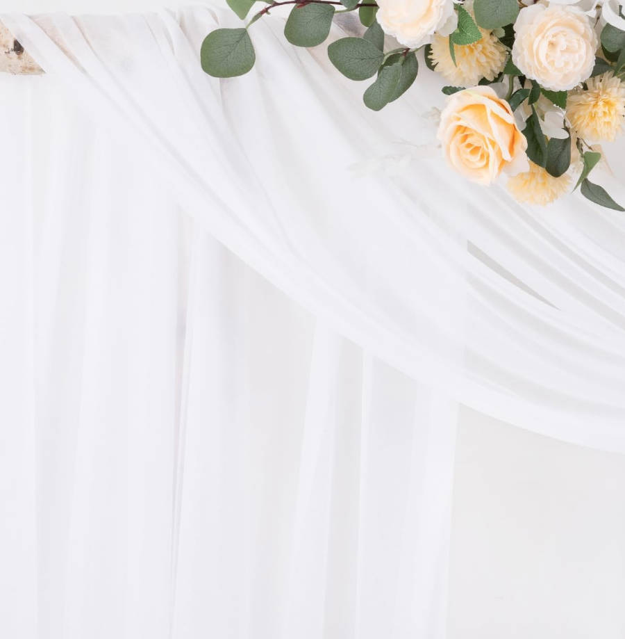 Wedding Arch Draping Fabric 29" x 20Ft 1 Panel White Sheer Outdoor Curtain Drapes Extra Long for Wedding Ceremony Birthday Party Decoration